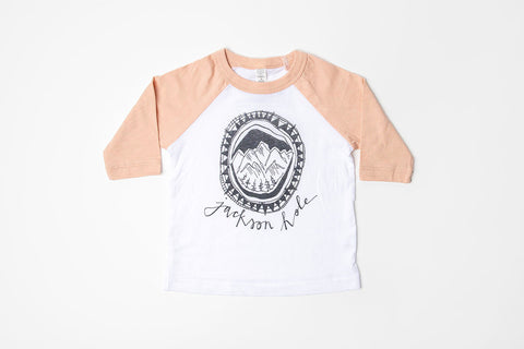 JH Logo Kid's Baseball Shirt Peach/White