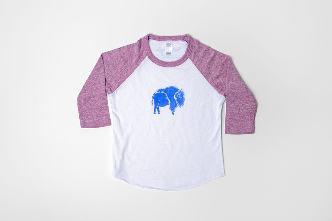 Bison Kid's Baseball Shirt Purple/White