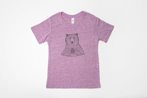 Bear Flowers Kid's Shirt Purple
