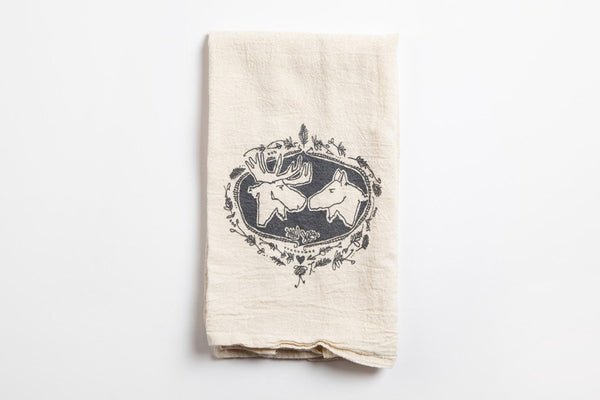 Tea Towel - Moose Kissing - Bird & Buffalo