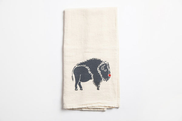 Tea Towel - Red Nose Bison - Bird & Buffalo