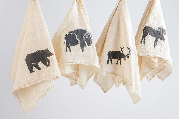 Tea Towel - Red Nose Bison - Bird & Buffalo