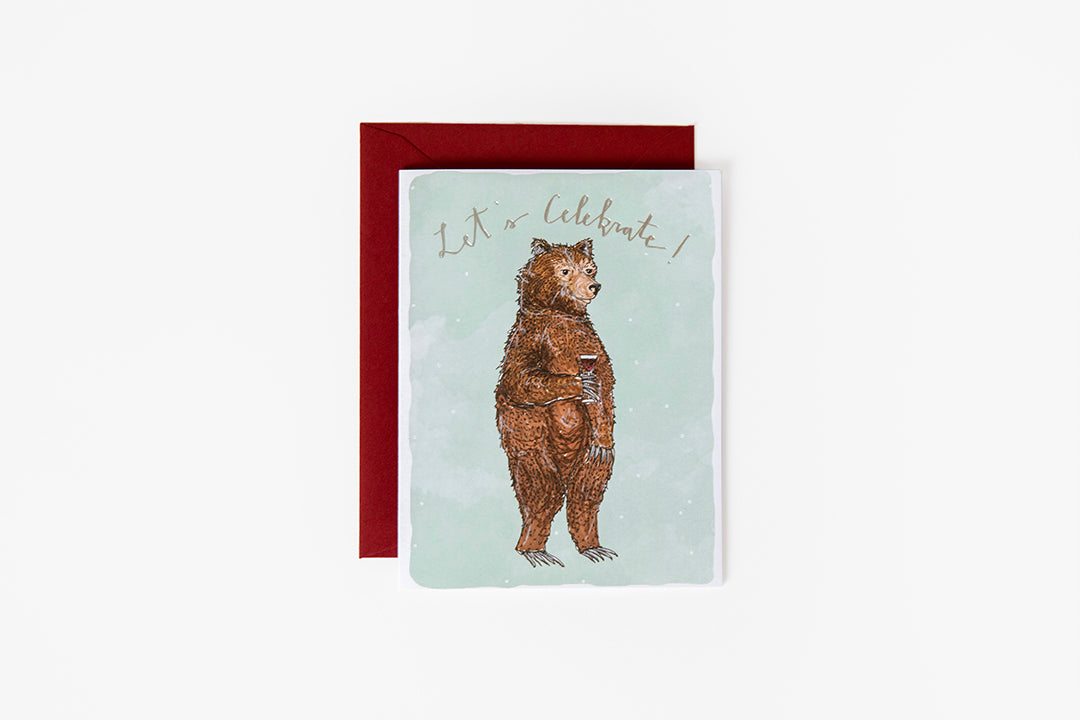 Let's Celebrate Bear Foil Card - Bird & Buffalo