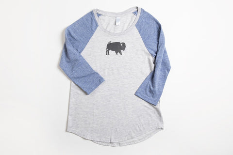 Bird and Buffalo Women's Baseball Shirt Blue/Gray - Bird & Buffalo