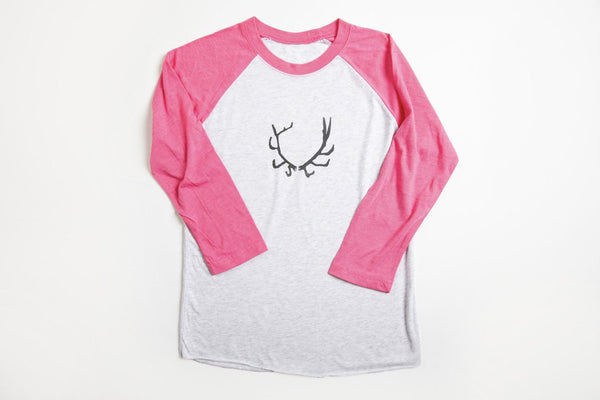 Antler Women's Baseball Shirt Pink/Gray - Bird & Buffalo