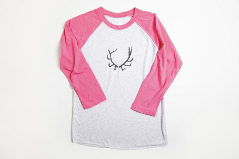 Antler Women's Baseball Shirt Pink/Gray - Bird & Buffalo