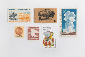 Vintage Wyoming Postage Stamps - Bird & Buffalo